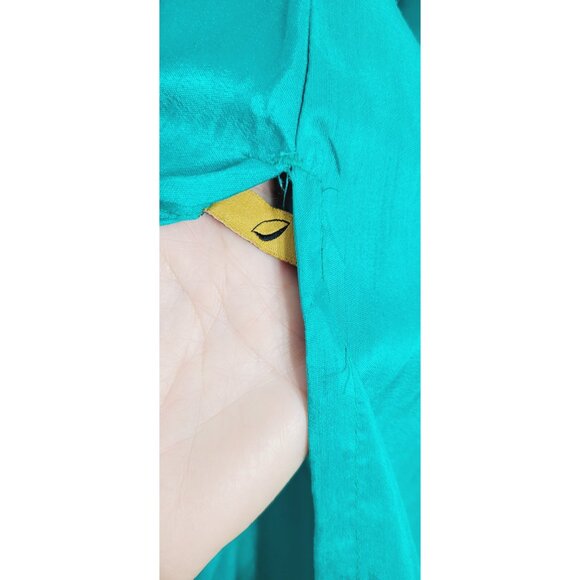 Aurelia Kurta NEW Teal Blue Gold Detailed Front Half Sleeve Tunic Open Side - Picture 7 of 12